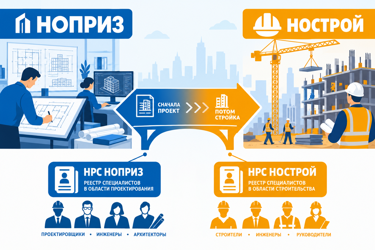 НОСТРОЙ и НОПРИЗ: в чём разница и как это влияет на работу в отрасли